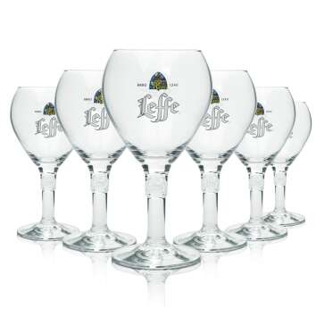 6x Leffe Bier Glas 0,33l Relief Pokal Design-Stiel...
