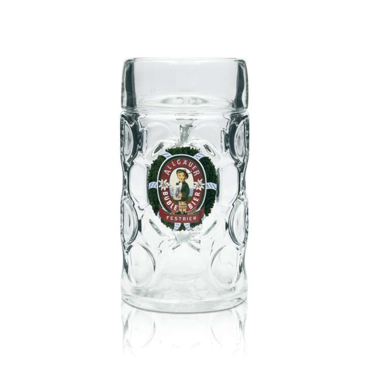 Allgäuer Büble Glas Bier 1l Maßkrug "Festbier" Wiesn Krüge Gläser Relief Seidel
