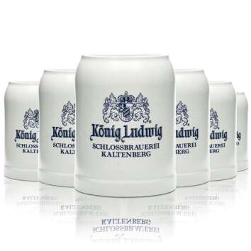 6x König Ludwig Bier Glas 0,5l Stein Krug Sahm Seidel Ton Gläser Kaltenberg