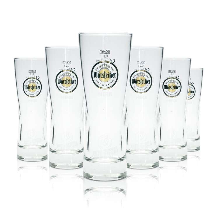 6x Warsteiner Bier Glas 0,2l Pokal Herb  Sahm Tulpe Cup Gläser Star Brauerei