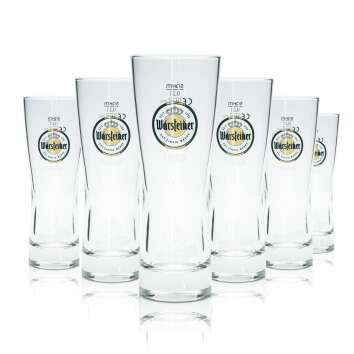 6x Warsteiner Bier Glas 0,2l Pokal Herb  Sahm Tulpe Cup Gläser Star Brauerei