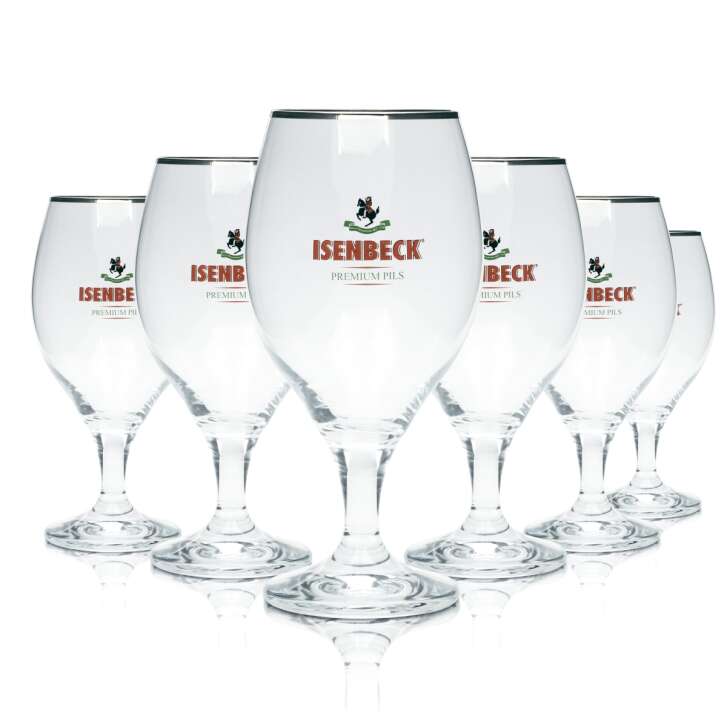 6x Isenbeck Bier Glas 0,4l Tulpe Pokal Pils Gläser Brauerei Stielglas Beer Bar