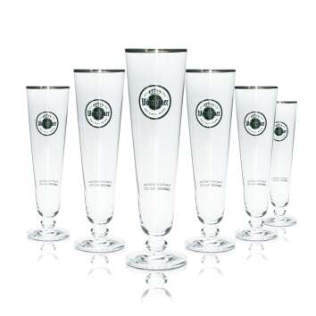 6x Warsteiner Bier Glas 0,4l Tulpe Exklusiv Gläser Pokal Stiel Pils Brauerei