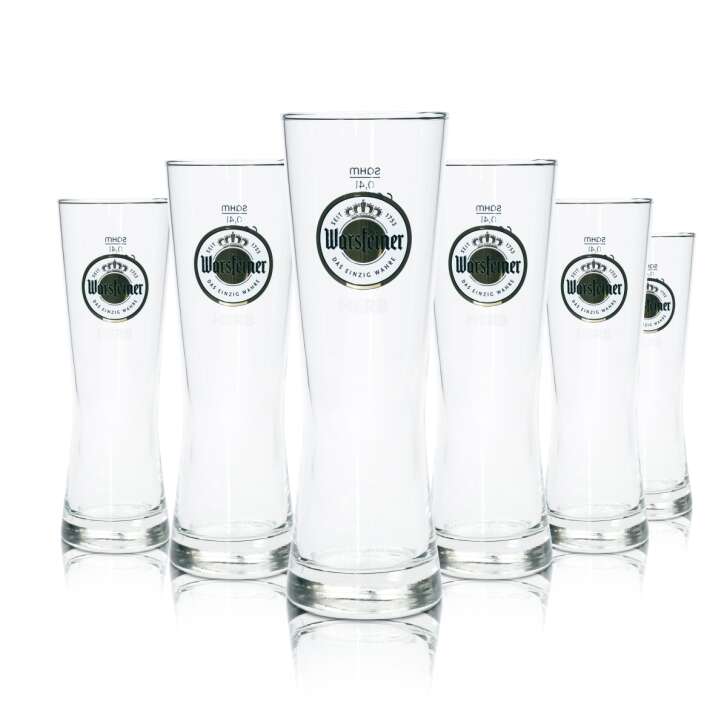 6x Warsteiner Bier Glas 0,4l Pokal Herb Cup Gläser Tulpe Stange Becher Willi Bar