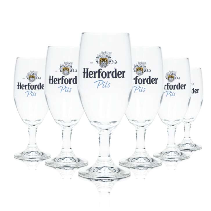 6x Herforder Pils Bier Glas 0,2l Pokal Vienna Sahm Tulpe Gläser Beer Brauerei
