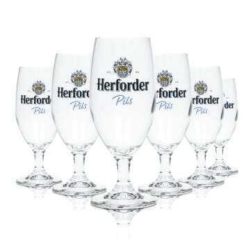 6x Herforder Bier Glas 0,25l Pokal Vienna Sahm Pils...