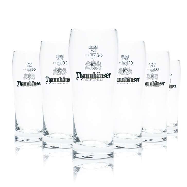 6x Thannhäuser Bier Glas 0,25l Willi Becher Radler Mineralquelle Gläser Tumbler