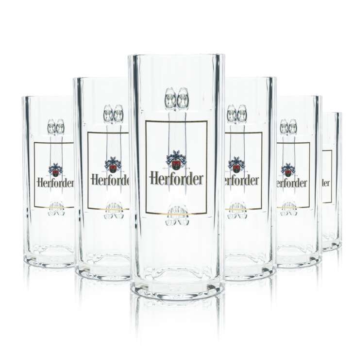 6x Herforder Bier Glas 0,5l Krug Wallenstein Sahm Seidel Relief Krüge Gläser Bar