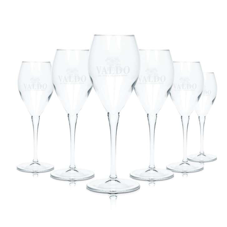 6x Valdo Prosecco Glas 0,26l Champagner Flöte Gläser Sekt Eichstrich 0,1l Gastro