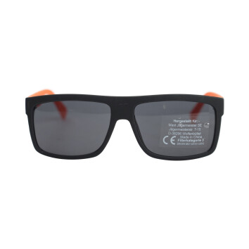 Jägermeister Sonnenbrille schwarz mit orangenem Bügel UV400 Party Sommer Nerd