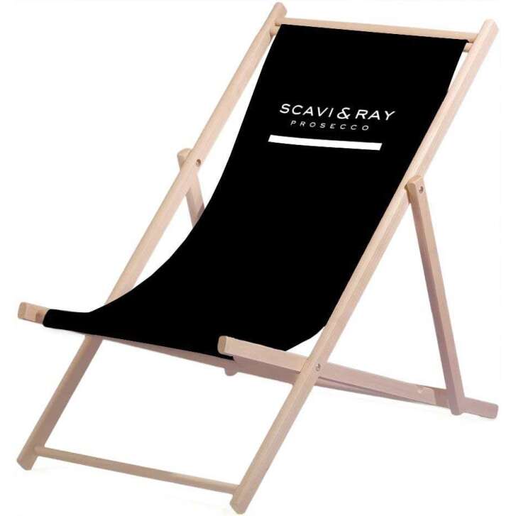 1 Scavi & Ray Sekt Liegestuhl Holz Polyesterbespannung  max 95Kg  schwarz neu