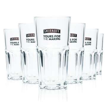 6x Smirnoff Vodka Glas 0,3l Longdrinkglas Relief Yours...