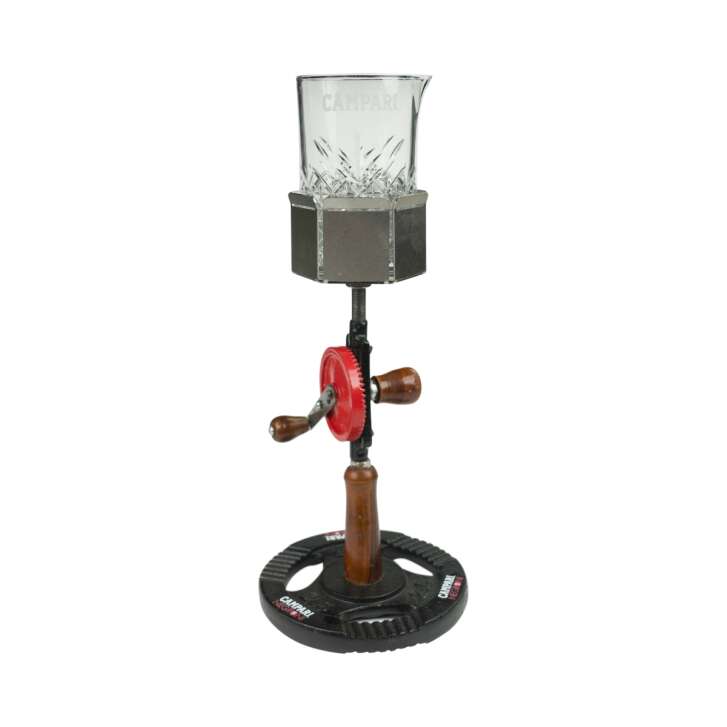 Negroni Campari Rührmaschine Handkurbel Cocktail + Glas Mixer Shaker Stirrer Bar
