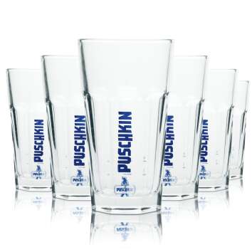 6x Puschkin Vodka Glas Longdrink Disco Gläser...