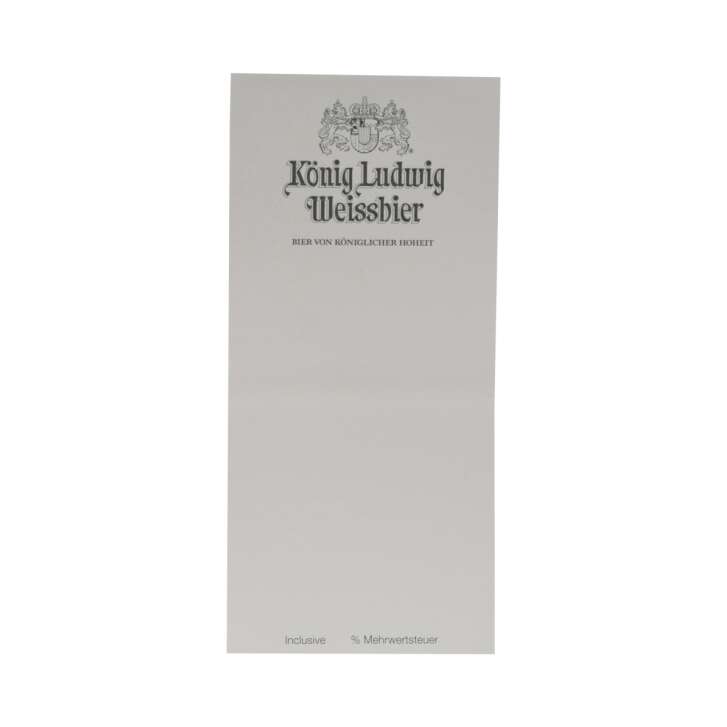 50x König Ludwig Bier Kellnerblock 15x7cm á 20 Blatt Notizblock Blöcke stabil