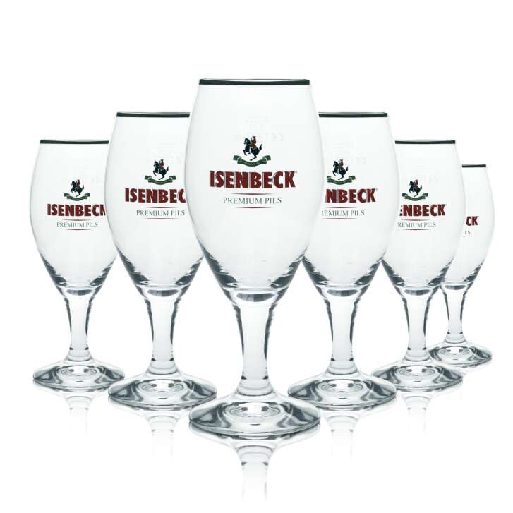 6x Isenbeck Bier Glas 0,3l Pils Tulpen Pokal Goldrand Ritzenhoff Gläser Beer