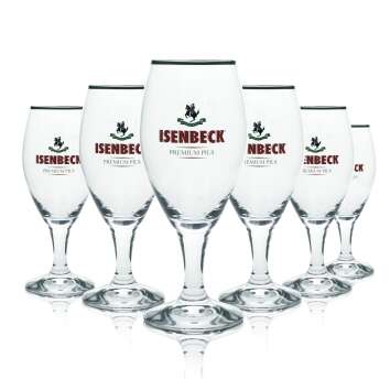 6x Isenbeck Bier Glas 0,3l Pils Tulpen Pokal Goldrand...