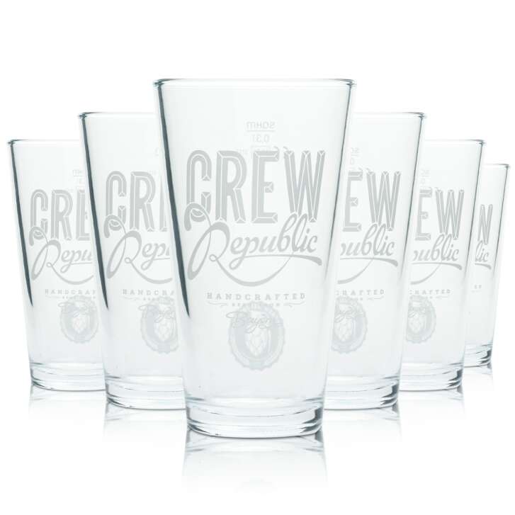 6x Crew Republic Bier Glas 0,3l Becher American Lager Beer Gläser Frankonia Bar