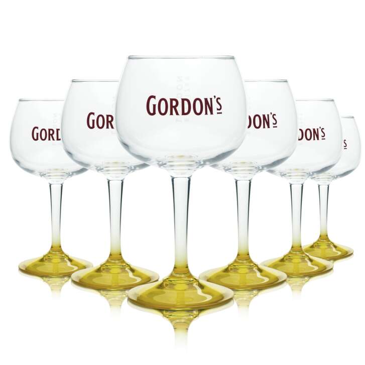 6x Gordons Gin Glas 0,5l Ballon Gläser gelb Cocktail Longdrink Tonic Das Große