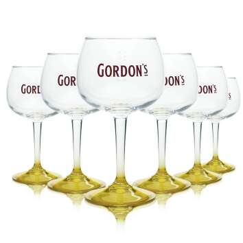 6x Gordons Gin Glas 0,5l Ballon Gläser gelb Cocktail...
