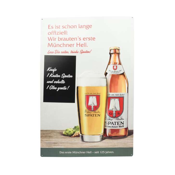 Spaten Bier Blechschild 60x40cm Münchner Hell Tafel Wand Deko Sign Emaille Bar