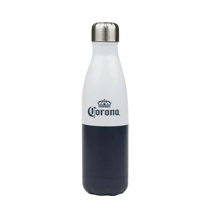 Corona Bier Trinkflasche 0,5l Schraubverschluß Wander Thermo Extra Metall weiß