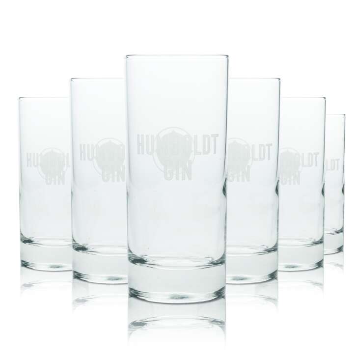 6x Humbold Gin Glas 0,3l Longdrink Gläser Cocktail Logo Highball Tumbler Bar