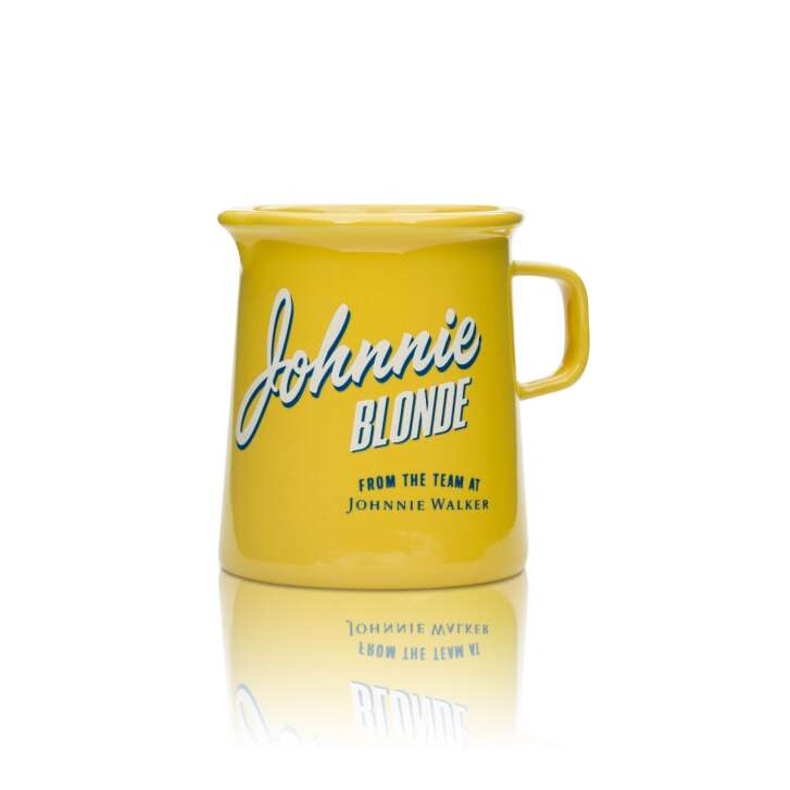 1 Johnnie Walker Whiskey Tasse 0,3l GELB mit Henkel "Blonde" neu