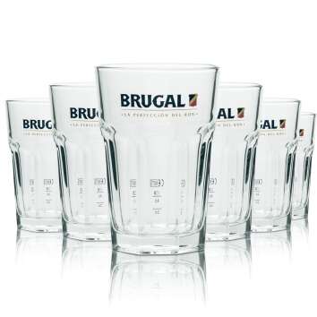 6x Brugal Rum Glas 0,3l Longdrink Gläser Kontur...