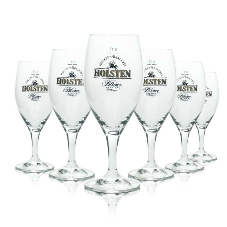 6 Holsten Bier Glas 0,3l Pokal/Tulpe "Pilsener Premium" RC OHNE Silberrand neu