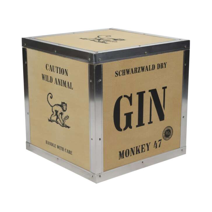 Monkey 47 Gin Holzkiste 20x20x20cm "Caution Wild Animal" Geschenk Box Kasten