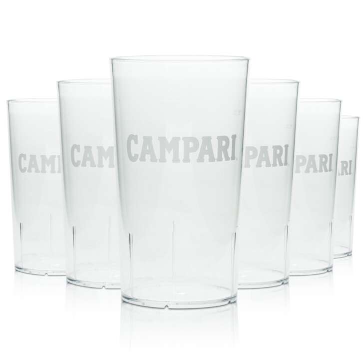 6x Campari Mehrweg Becher 0,3l Glas Kunststoff Festival Party Gläser Plastik
