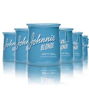 6x Johnnie Walker Blonde Glas Tasse 0,3l BLAU mit Henkel...