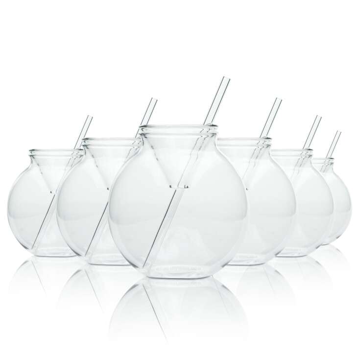 6x Campari Spritz Glas 0,35l Ballon Tumbler Festive Gläser Trinkhalm Deckel Nosing
