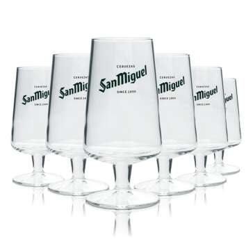 6x San Miguel Bier Glas 0,2l Pokal Tulpe Spanien Urlaub Gläser Especial Beer