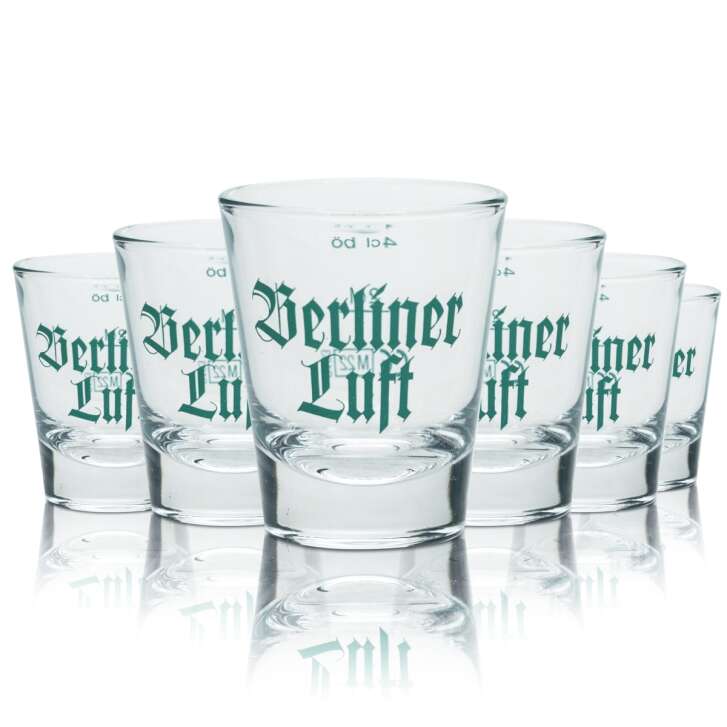 6x Berliner Luft Glas 4cl Schnaps Gläser Stamper Kurze Shot Pfeffi Gastro Eiche
