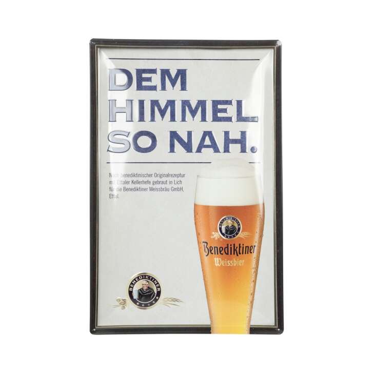 Benediktiner Bier Blechschild Himmel 60x41cm Tafel Emaille Style Glas Wand
