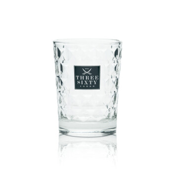 6x Three Sixty Vodka Glas 0,2l Tumbler Relief Gläser Cocktail Longdrink rund