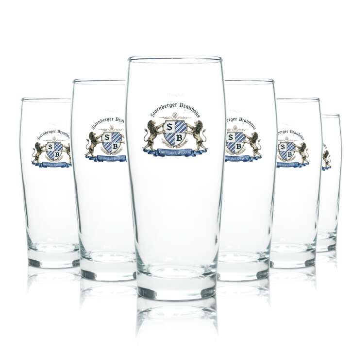6x Starnberger Brauhaus Bier Glas 0,5l Becher Willi Gläser Beer Cup Helles Bar