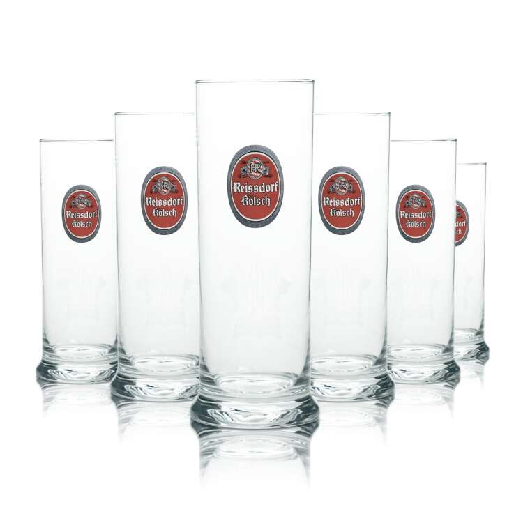 6x Reissdorf Bier Glas 0,4l Kölsch Stange Becher Gläser Köln Kölschglas Brauer