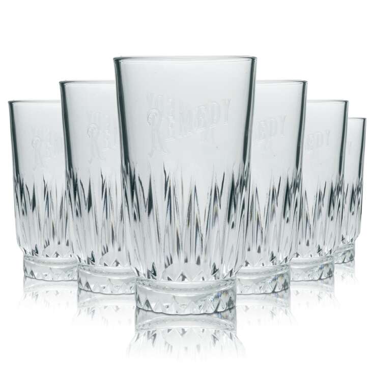 6x Remedy Rum Glas 0,4l Longdrink Highball Gläser Relief Cocktail Pineapple Kontur
