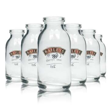 6x Baileys Glas Mini Milchflasche 50ml 2 + 4cl Kurze...