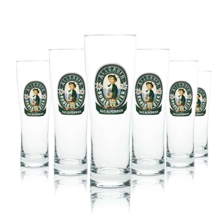 6x Allgäuer Büble Bier Glas 0,5l Becher Aspen Willi Gläser Brauerei Beer Stange