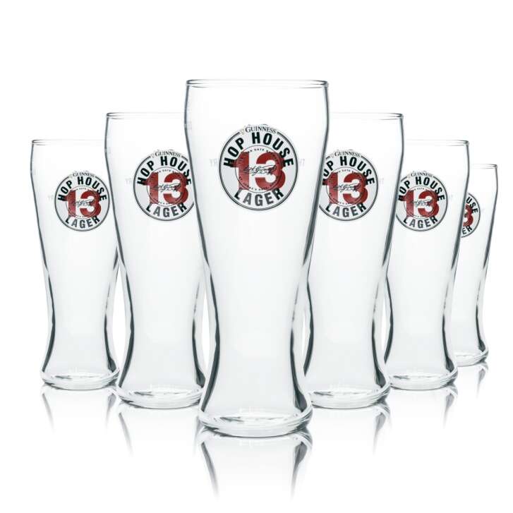 6x Guinness Bier Glas 0,5l Becher Hop House Gläser Lager Pint Tulip Beer Willi