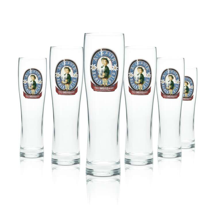 6x Allgäuer Büble Bier Glas 0,5l Weißbier Weizen Alkoholfrei Gläser Hefe Gastro