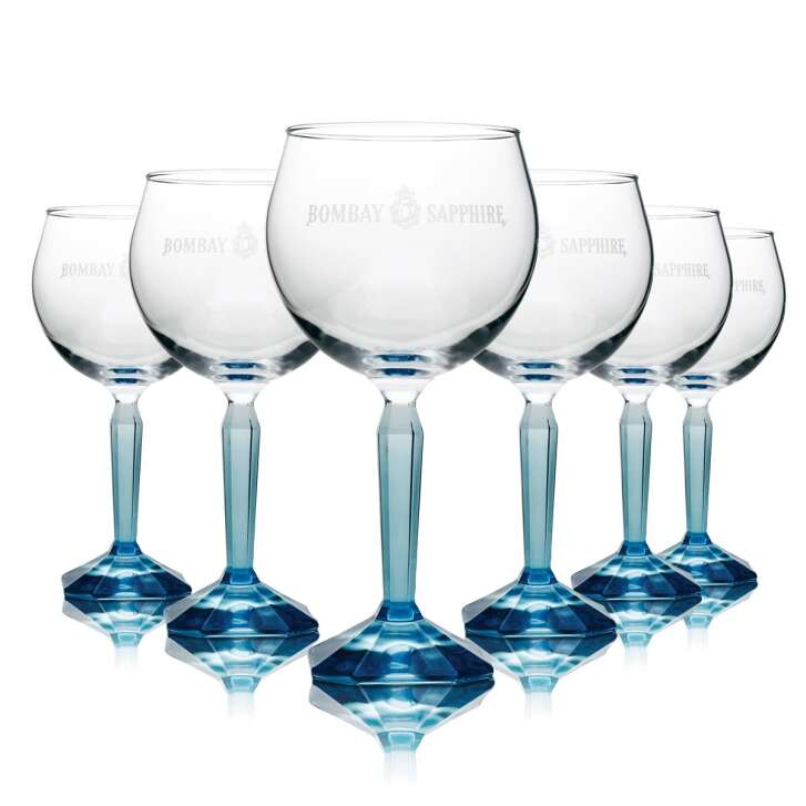 6x Bombay Sapphire Glas 0,68l Ballon Gin-Tonic Longdrink Cocktail Stiel Gläser
