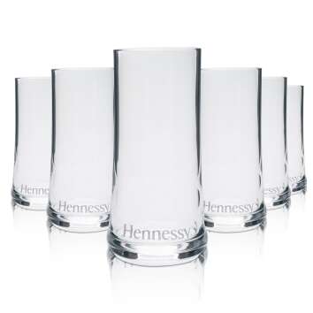 6x Hennessy Whiskey Glas Longdrink dünn