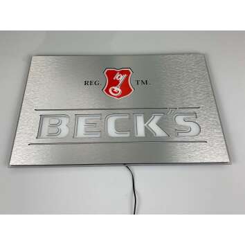 1x Becks Bier Werbeschild Silber LED &quot;BECKS&quot; 