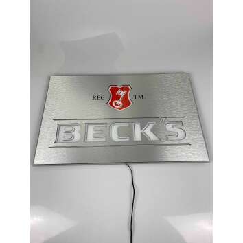 1x Becks Bier Werbeschild Silber LED "BECKS" 