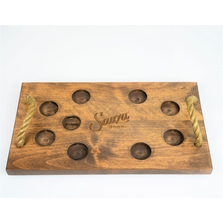 1x Sauza  Tequila Tablett Holz Tray Shot Gläser